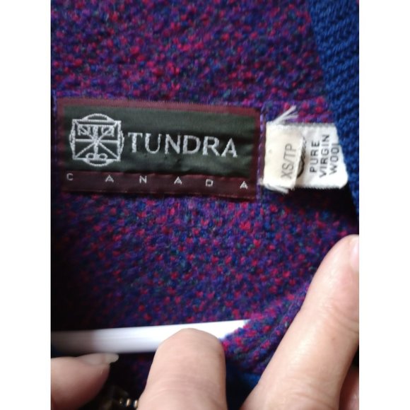 Tundra Canada cardigan virgin wool full zip reindeer red green purple oversized - Picture 5 of 9